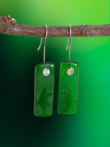 Shark Signature Earrings in Bright Green