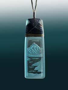 Hand Drawn Pendants: Mountain and Lake Landscape Pendant