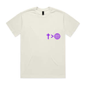 Breakthrough Merch 2025: GREATER IS HE - Ecru Tee