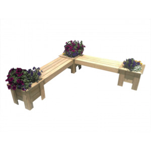 Planters: L-SHAPE Corner Planter Boxes + Seat Combo