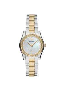 Emporio Armani: Emporio Armani - Women's Mother of Pearl Crystal Bracelet Strap Watch