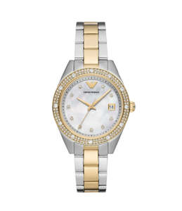 Emporio Armani: Emporio Armani - Three Hand Two Tone Stainless Steel Ladies Watch