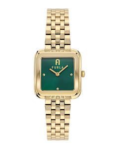Furla: Furla - Diamante Square Green Dial with Gold-Tone Bracelet