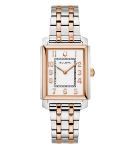 Bulova - Ladies Two-Tone IP Stainless Steel Analog Watch with White Dial