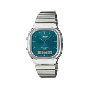 Casio - Vintage Square Retro Duo Green Dial Watch