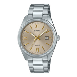 Casio: Casio - Men's Analogue Watch Gold Face Silver Case
