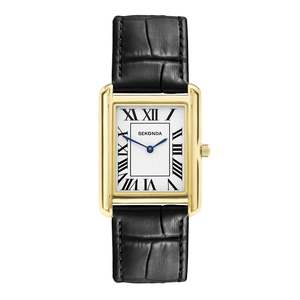Sekonda: Sekonda - Mens Clement Guilloche Dial Black Leather