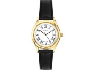 Sekonda: Sekonda - Evans White Dial With a Gold Case & Black Strap