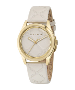 Ted Baker: Ted Baker - Coolly Gold Cream Embossed Leather Watch