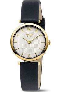 Boccia: Boccia - titanium White Dial Gold Watch With Black Strap