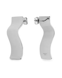 Rosefield Jewellery: Rosefield Jewellery - Lois Wave Charm Earrings Silver