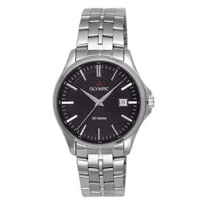 Olympic Watches Clocks: Olympic - Timekeeper Series Gents Steel Black Dial