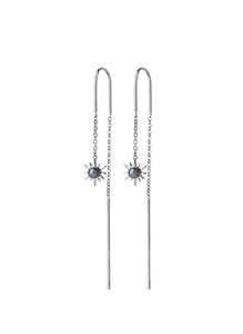 Our Biggest Karen Walker Sale Ever: Karen Walker Temptation Thread Earrings - Silver, Pearl