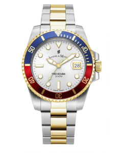 Jacques Du Manoir - Pro Scuba 43 Two Tone With Blue & Red Bezel
