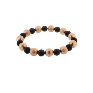 Diva Jewellery: Diva - Onyx & Rose Gold Plated Scratched Bracelet