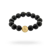 Diva Jewellery: Diva - Onyx & Gold Plated Scratched Ball Bracelet