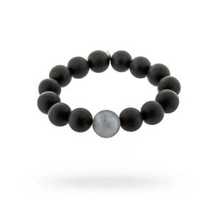Diva - Onyx & Rhodium Plated Scratch Ball Bracelet