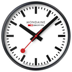 Clocks: Mondaine - Classic Black Wall Clock