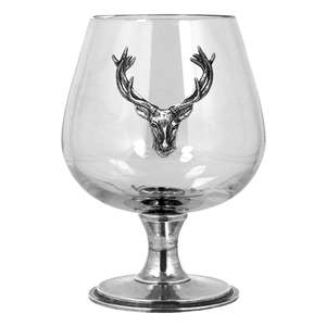 Crystal Living: English Pewter Company - Brandy Glass With Pewter Stag