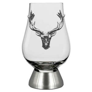 English Pewter Company - The Glencairn Whisky Glass With Pewter Base and Stag Head 200ml