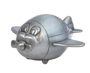 Baby Gifting: Money Box - Pewter Plane