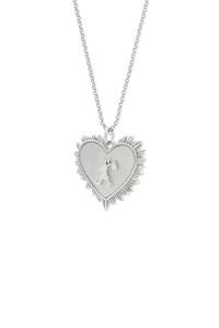 Karen Walker - Runaway Flaming Mother Of Pearl Heart Necklace Silver