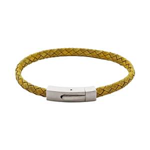 Cudworth - Braided Suede & Steel Calabria Bracelet, 21.5cm x 6mm, Leaf