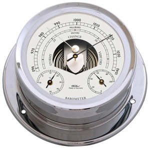 Barometers: Fischer - Chrome 3-in-1 Weather station – Hygrometer, Barometer & Thermometer