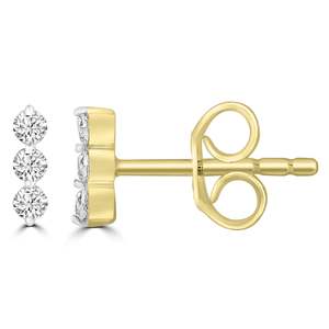 Brent Weatherall - 9ct Yellow Gold 3X Diamond Set Studs