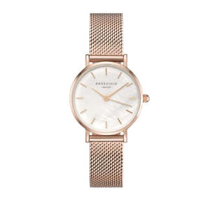 Rosefield Watch - 'The Small Edit' White Dial & Rose Gold Mesh Watch