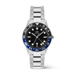 Daniel Wellington 1: Daniel Wellington - Iconic GMT Link Black Blue Ceramic Bezel Silver
