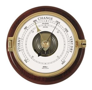 Barometers: Fischer - Barometer Mahogany Brass & White