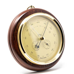 Fischer - Modern Weather Station Brass And Mahogany Wood