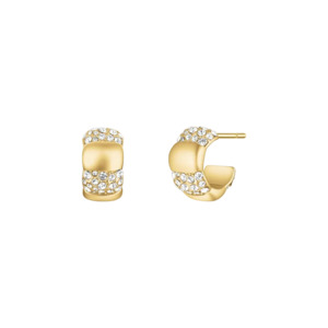 Rosefield Jewellery - Striped Crystal Huggies Gold Plated