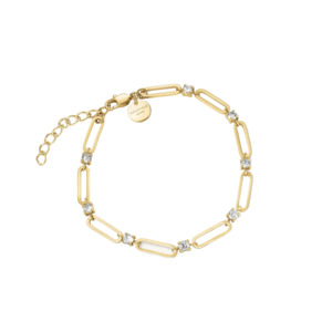 Rosefield Jewellery: Rosefield Jewellery - Cyrstal Paperclip Bracelet Gold Plated