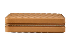 Jewellery Boxes: WOLF - Lauren Large Zip Case Tan