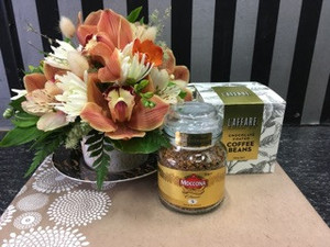 Products: Coffee Indulgence Arrangement, prices from. Briar Rose Flowers