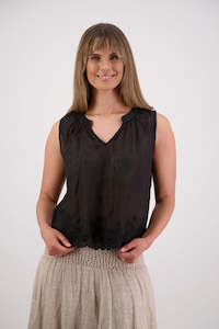 Sara Black Ramie Top