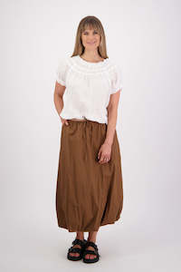 Skirts: Sammy Tan Cotton Poplin Skirt