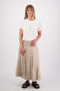 Skirts: Sarah Natural Linen Gauze Skirt