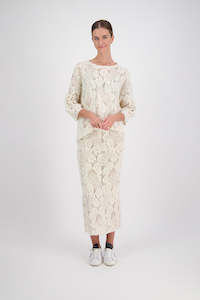 Knitwear: Meena Ivory Wool Skirt