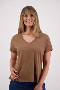 Jena Tan Cotton T-Shirt