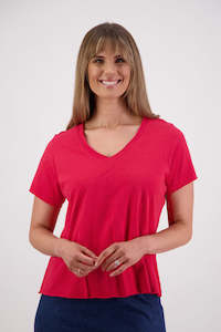 T Shirts: Jena Red Cotton T-Shirt