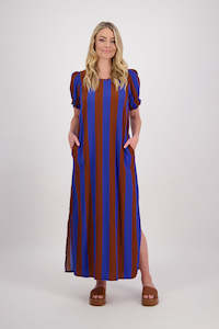 Petunia Tan/Blue Stripe Dress