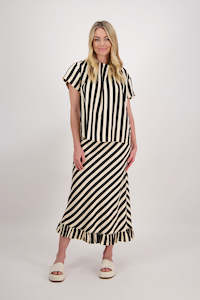 Sale Skirts: Priscilla Black/Vanilla Stripe Skirt