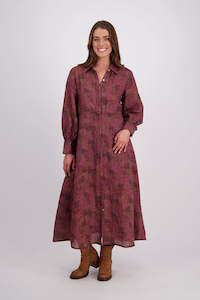 Hollie Plum Floral Ramie Shirt Dress