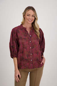 Harlow Plum Floral Ramie Shirt