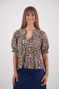 Samson Leopard Cotton Poplin Top