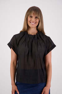 Pia Black Ramie Top