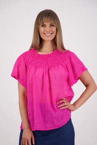 Sally Fuchsia Ramie Top